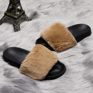 Leisfit Womens Fuzzy Slides Open Toe Furry Slide Slippers Indoor Outdoor Slides Sandals Casual Flat Fluffy House Slippers Stylish Walking Shoes
