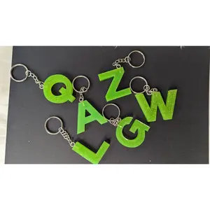 Lime Green Letter Keychain