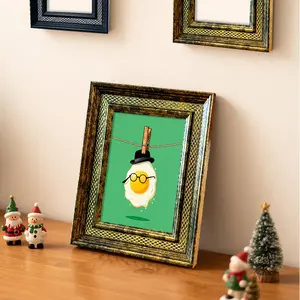 Funny Egg Oval Picture Frame, 3"x4", 5"x7", 8"x10" Vertical Wall Art, Humorous Room Decor, Halloween, Christmas, Unusual Decoration