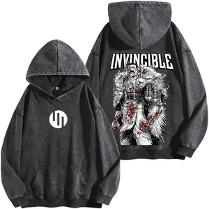 Thragg Invincible Washed Hoodie, Viltrumite Empire Graphic Tee, Vintage Villain Streetwear Shirt, Heavyweight Comic Fan Apparel