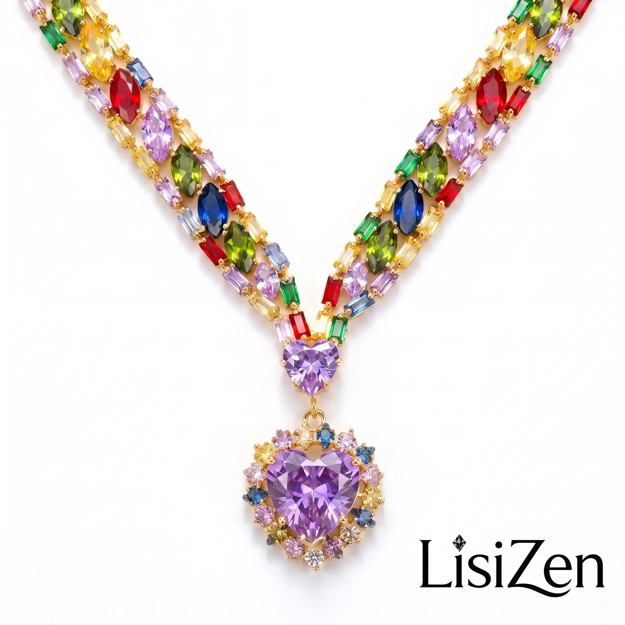LisiZen 2026 Mermaid Princess Fine Plating Ocean Heart Necklace for Women, Shining Bling Chain, Chic Gorgeous Costume Jewelry (DZXL4228, DZXL4372), Heart Pendant, Minimalist Chic, Alloy Plated, Lightweight Chain, Statement Necklaces, Bedazzled Sparkle Nec