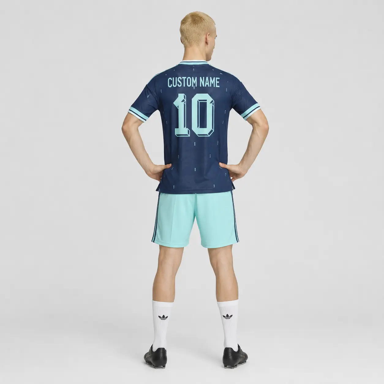 Navy Mint Custom Soccer Jersey Set – Personalized Name and Number Unisex Football Shirt with Matching Shorts, Short Sleeve Athletic Match Day Uniform for Training, Team Events, Casual Sportswear and Gifts
