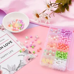 Face corner beads AB glittered string beads acrylic plastic loose beads hand chain weaving material DIY accessory component