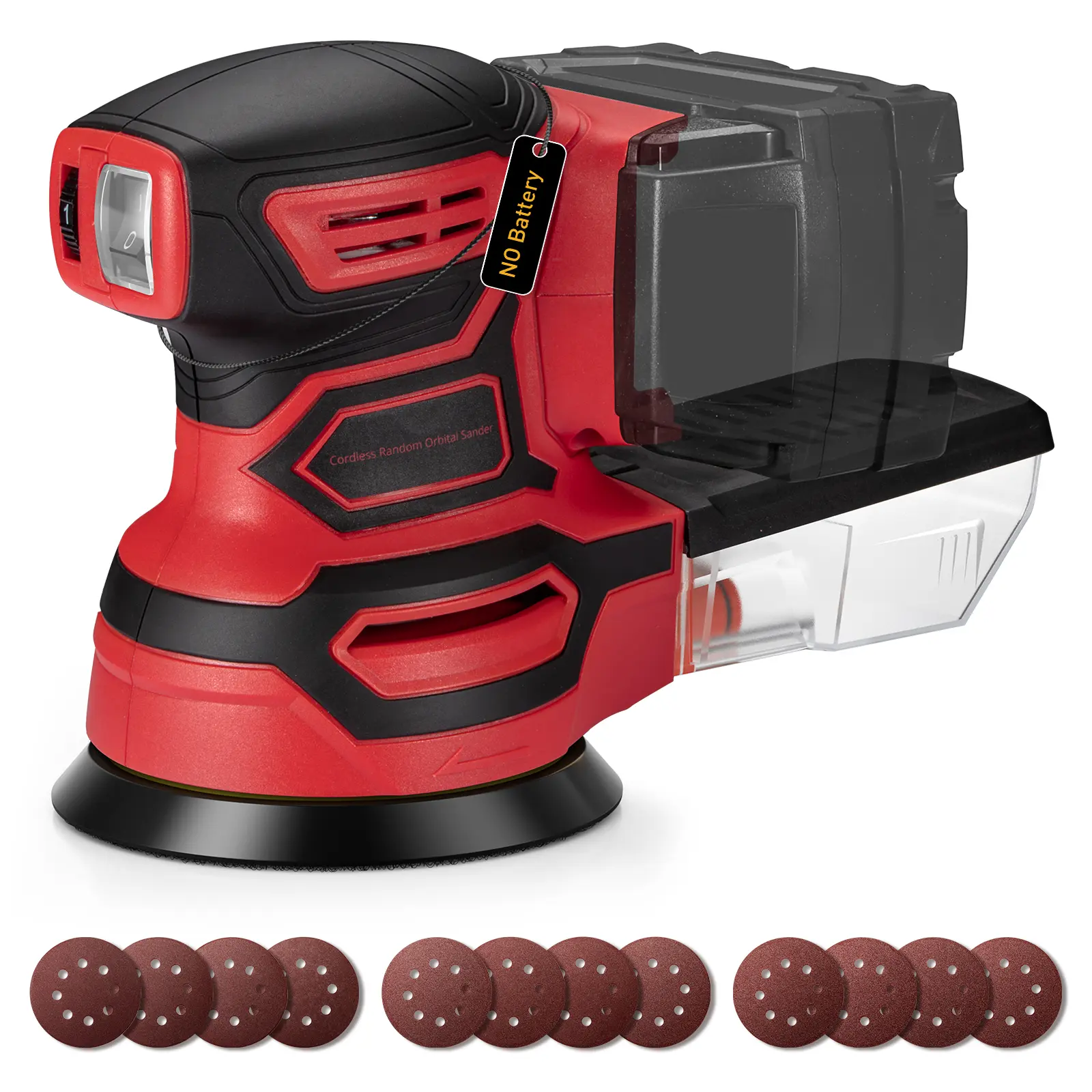 【No Battery】Cordless Random Orbital Sander, Brushless Electric Sander, 6-Speed (6K-12K RPM), 5 inches Pad, Dust Collection, 12PCS Sandpapers (#80*4/#120*4/#240*4), Compatible with Milwaukee 18V/DEWALT 20V Battery, for Wood, Metal Sanding & Paint Removal
