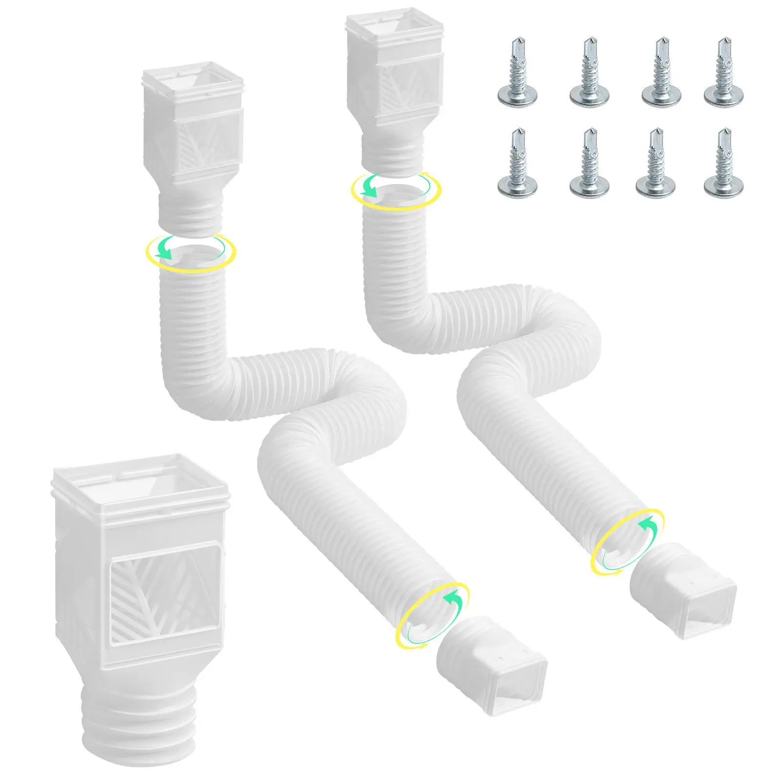 【DealsForYouDays】VEVOR Rain Gutter Downspout Extensions 2-Pack Flexible Downspout ExtenderDown Spout Drain Extension Extendable from 22" to 63"Gutter Extensions with Adaptersfor Rainwater DrainageWhite,summerwins,outdoorfurnitureset