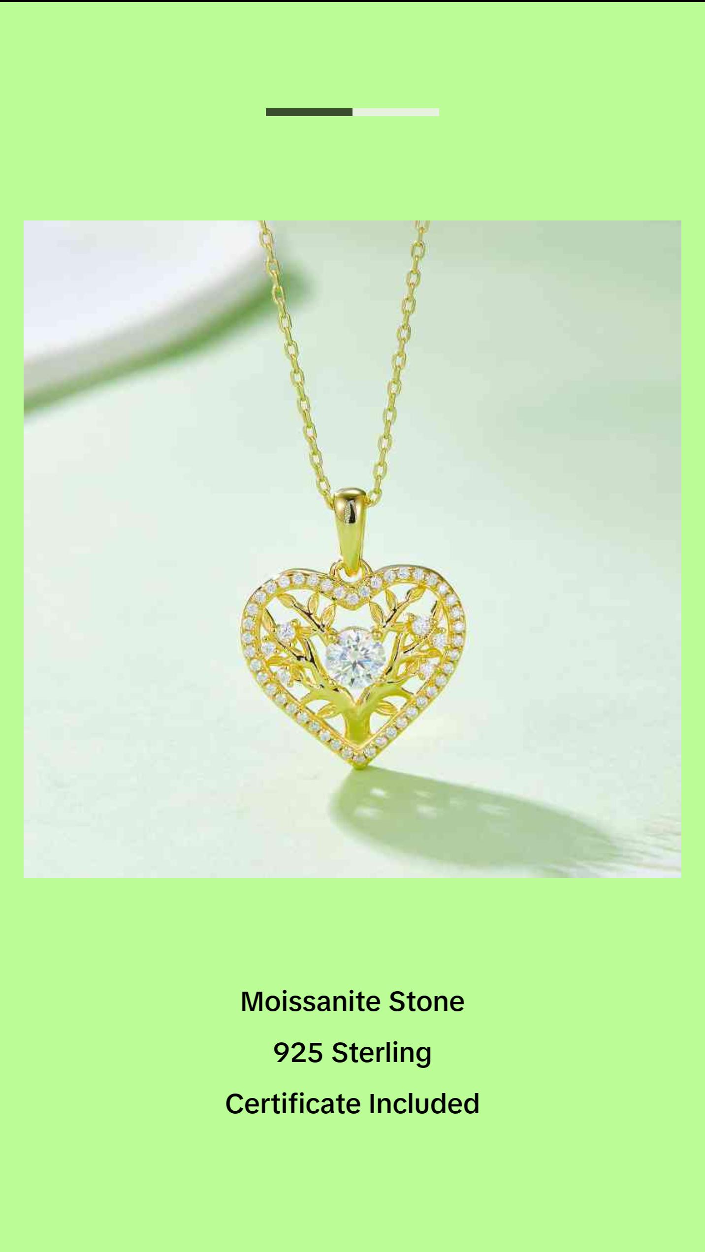 Moissanite 925 Sterling Silver Heart Shape Necklace