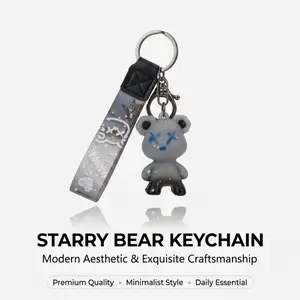 Internet celebrity starry sky bear keychain - a gift keychain for couples, suitable for both men and women. It's a high-quality accessory with creative design, perfect for hanging on bags or keys. It's a small but thoughtful gift.