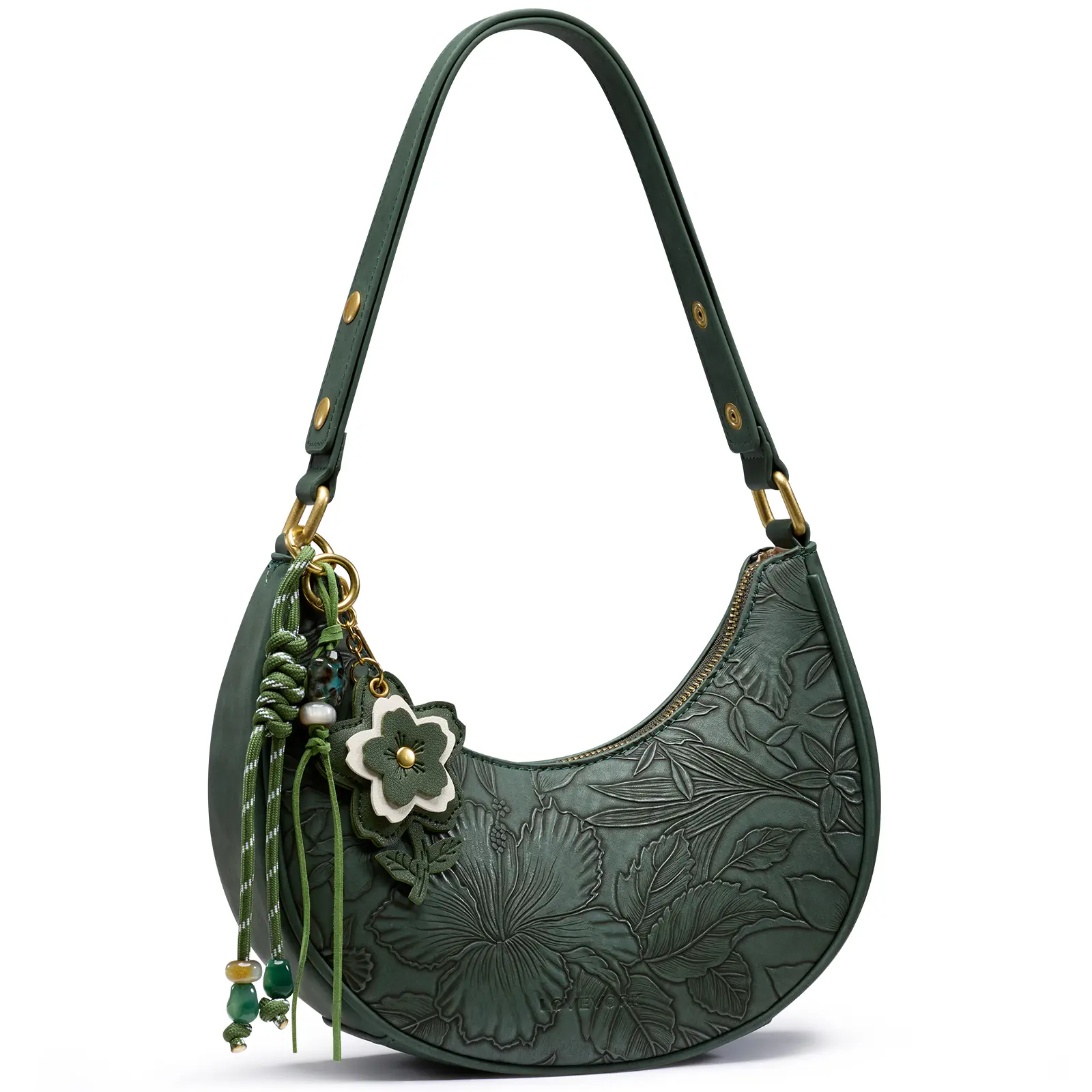 LOVEVOOK Crescent Shoulder Bag for Women, Small Clutch Purse Cute Handbag | Adjustable Strap, Floral Charm, Half Moon Purse, Lightweight and Waterproof Clutch Purses for Daily Shopping Gift Dating