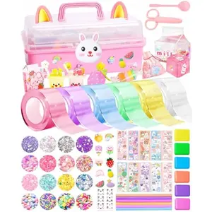 Cute Bunny Nano Tape Bubble Kit for Kids, Nano Tape Squishy Maker Making Kit, Birthday Arts and Crafts Gifts Toys for Girls, Step by Step Video Tutorials