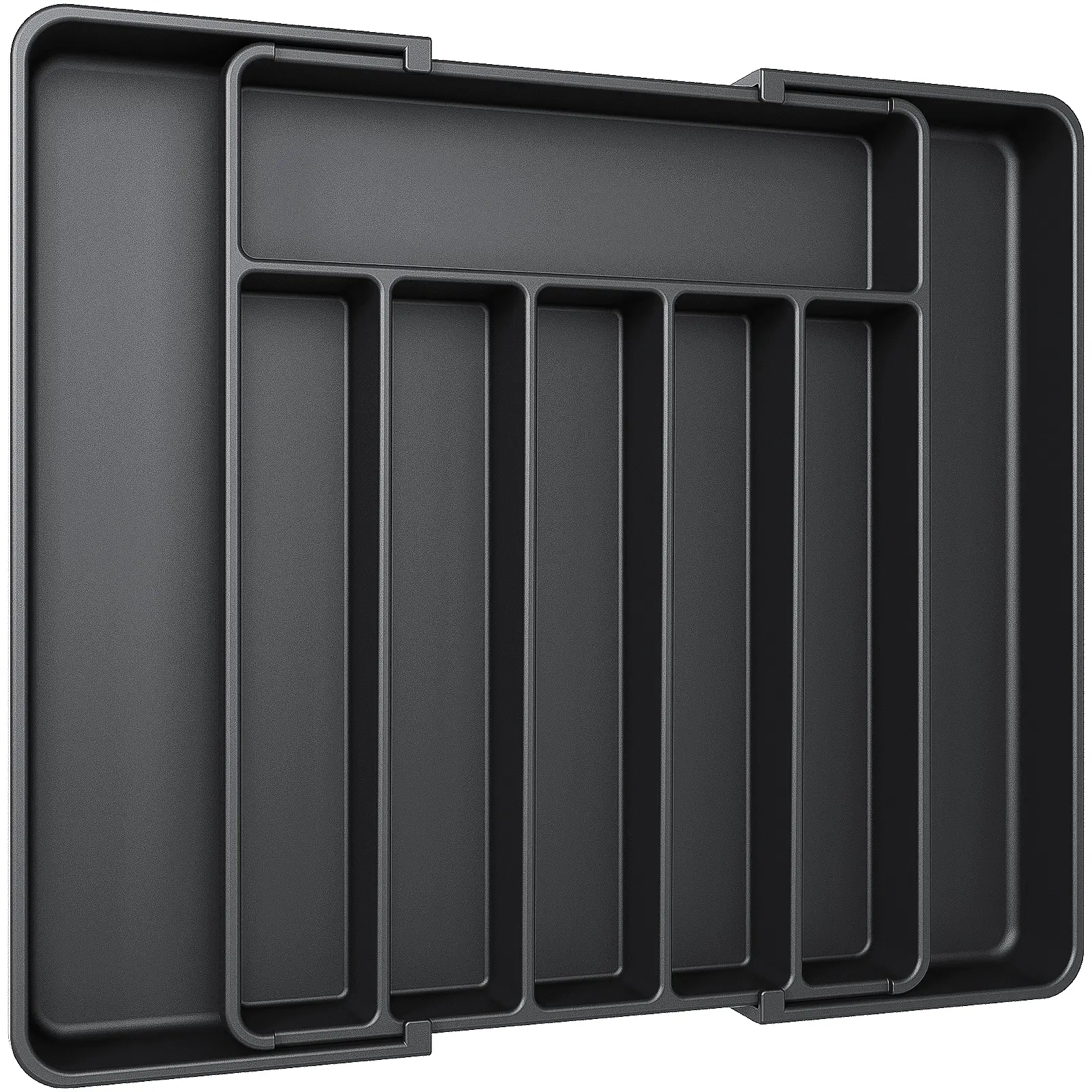 Large Expandable Silverware Organizer – Adjustable Kitchen Drawer Tray for Forks, Knives, Spoons, Multipurpose Storage, Black
