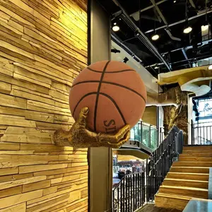 Creative Wall-Mounted Basketball Hoop & Display Stand - 1 Resin Handcrafted Basketball Storage Rack, Home Decoration, Rack Only