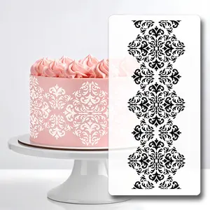 Reusable Cake Stencil Sprinkle Mold, Damascus Pattern Baking Decoration Template, Food Grade Home DIY Cake Printing Tool, Wedding Birthday Party Decor, Pastry Decorating Tools