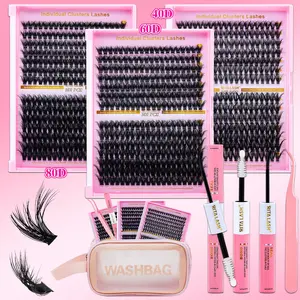 Individual False Eyelashes Kit, 1 Set Mixed Length Soft Comfortable False Eyelashes with Lash Bond & Seal & Tweezers, Eyelash Extension Glue for Daily Life & Dates & Party Makeup, Wispy Lash Clusters, DIY Lash Clusters, Cluster Eyelash Extensions