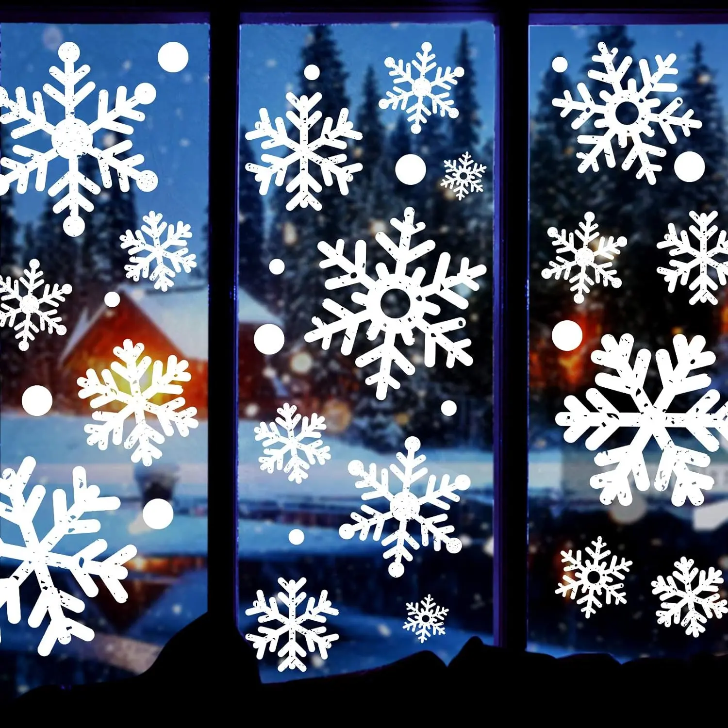 321PCS Snowflake Window Clings for Glass Windows, 9 Sheets Christmas Window Clings for Windows,Winter Window Clings, Xmas, vintage christmas decor