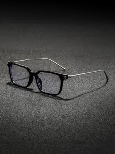 Men's Plastic Square Full Frame Clear Lens Glasses, Minimalist Stylish Design for Business Meetings, Computer Work, Casual Daily Wear