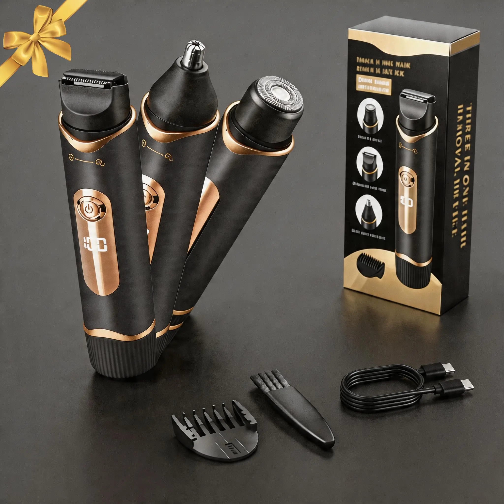 Three-In-One Multifunctional Trimmer, Trimmer and Shaver, Body Groomer Shaver, Pubic Trimmer, Beard Eyebrow Nose Hair Trimmer, Beard Trimmers; Rechargeable Shaver Machine, Type-C Usb Charging, Cordless, Unisex Grooming Facial Hair Removal Tool.