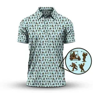 Bigfoot Funny Golf Polo Shirt for Men, Sasquatch Golfer Performance Polo, Humorous Cryptid Golf Shirt, Lightweight Breathable Sports Polo, Funny Golf Gift for Bigfoot Lovers and Golfers