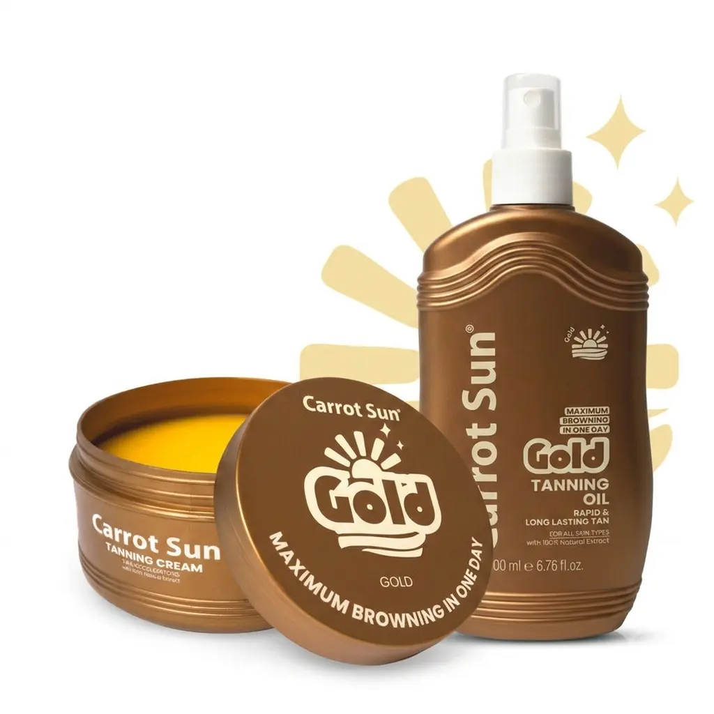 Carrot Sun Gold Bundle - 200ml Tanning Oil, 350ml Tanning Cream for Body Care