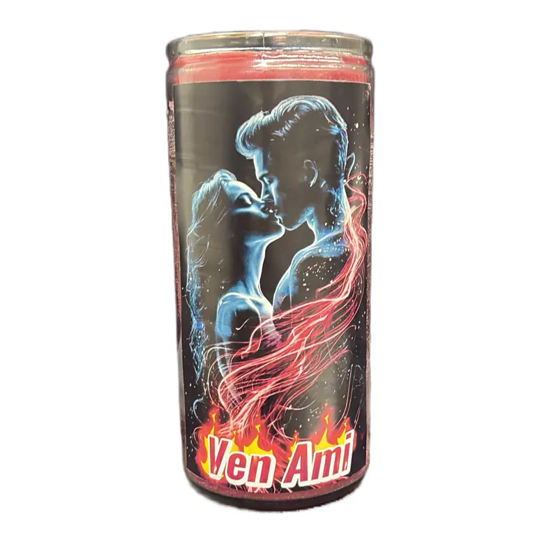 Vela ven Ami de 14 días preparadas  con cuarzos y sus hiervas naturales  oración en español