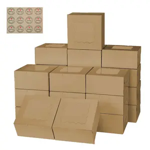24set/48set Bakery Boxes with Window,3.39x3.39x2.48 Cookie Boxes, Premium Cake Box, Cinnamon Rolls, Treat Boxes, Dessert Boxes, Auto Pop Up, Storage Boxes
