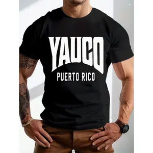 Muscular Male Model Wearing Fitted Black Short Sleeve Crewneck T Shirt with Detailed Flying Teal Blue Bald Eagle Graphic Print, Black And Grey Arm Tattoos, Golden Chain Bracelets And Brown Leather Strap Watch