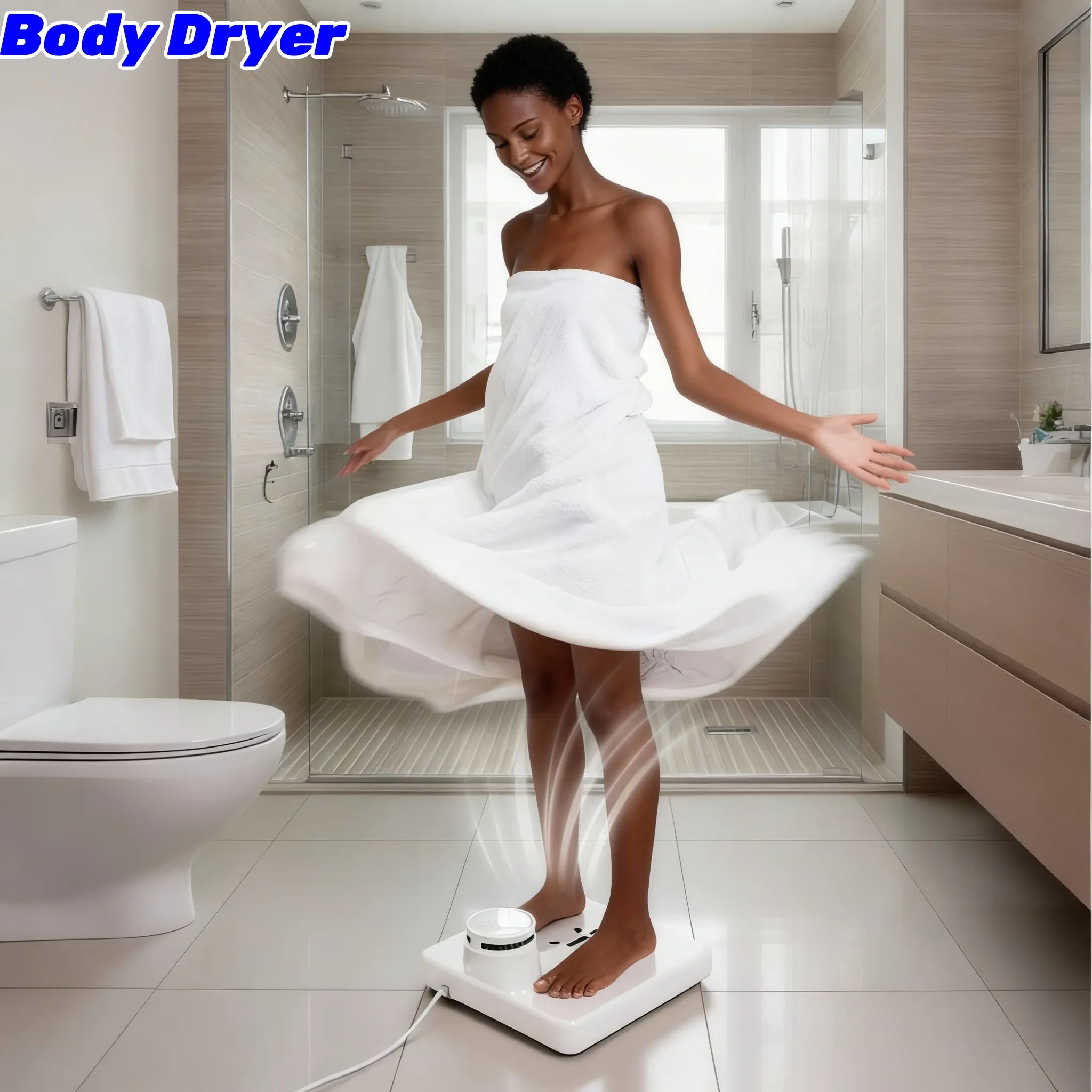 960W Body Dryer - Multi-Function Personal Care Pedestal Fan for Home Improvement, with Hair Drying, Shower Drying, Selectable Hot/Cold Air Modes, 3-Min Skin Drying, Low Noise, Mobile Temperature Regulation