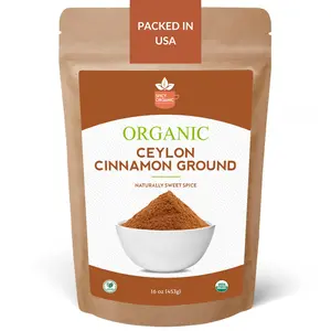 SPICY ORGANIC Ceylon Cinnamon Powder, 1 lb – Pure & Freshly Ground from Sri Lanka, USDA Certified Organic, Non-GMO, Gluten-Free & Kosher, Perfect for Baking, Cooking, Drinks & Seasoning