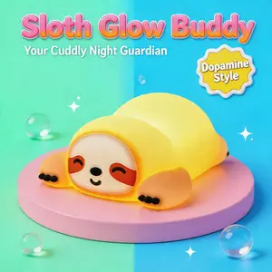 Cute Sloth-Shaped Silicone Touch Night Light—Bedside lamp, children's lamp, gift for kids, and room decor. Night light, soft light, bedroom lamp, mood light. Sloth Nursery Night Light—Night light, table lamp, baby lamp, cartoon, anime, kids
