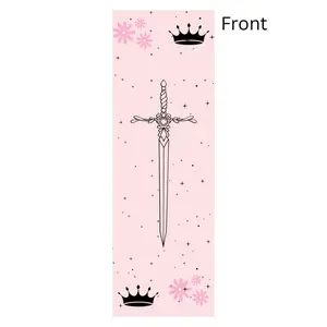Romantasy Bookmark with Pink Design Featuring Sword and Crowns on a Delicate Background