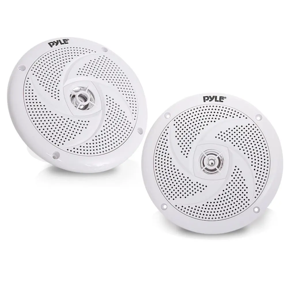 6.5" Marine Outdoor Audio Component Speakers - 240W Waterproof Low-Profile Slim White Stereo Systems, Durable Aluminum Design, Manual Install Compatible