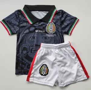 Mexico 1998 World Cup Black Jersey Set Retro Football Kit Classic Soccer Uniform Adult Size Vintage Style
