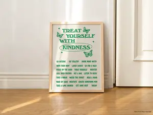 Affirmations Wall Print, Positive Self Care Poster, Trendy 70s, A3 A4 A2 Retro Wall Decor, Aesthetic Poster, Green, Orange, Pink, UNFRAMED