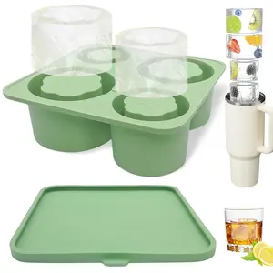 Silicone Ice Cube Tray Mold for Stanley Cup 20-40oz, Reusable Ice Maker with Lid for Chilled Cocktails, Whiskey & More, Ice Cube Molds