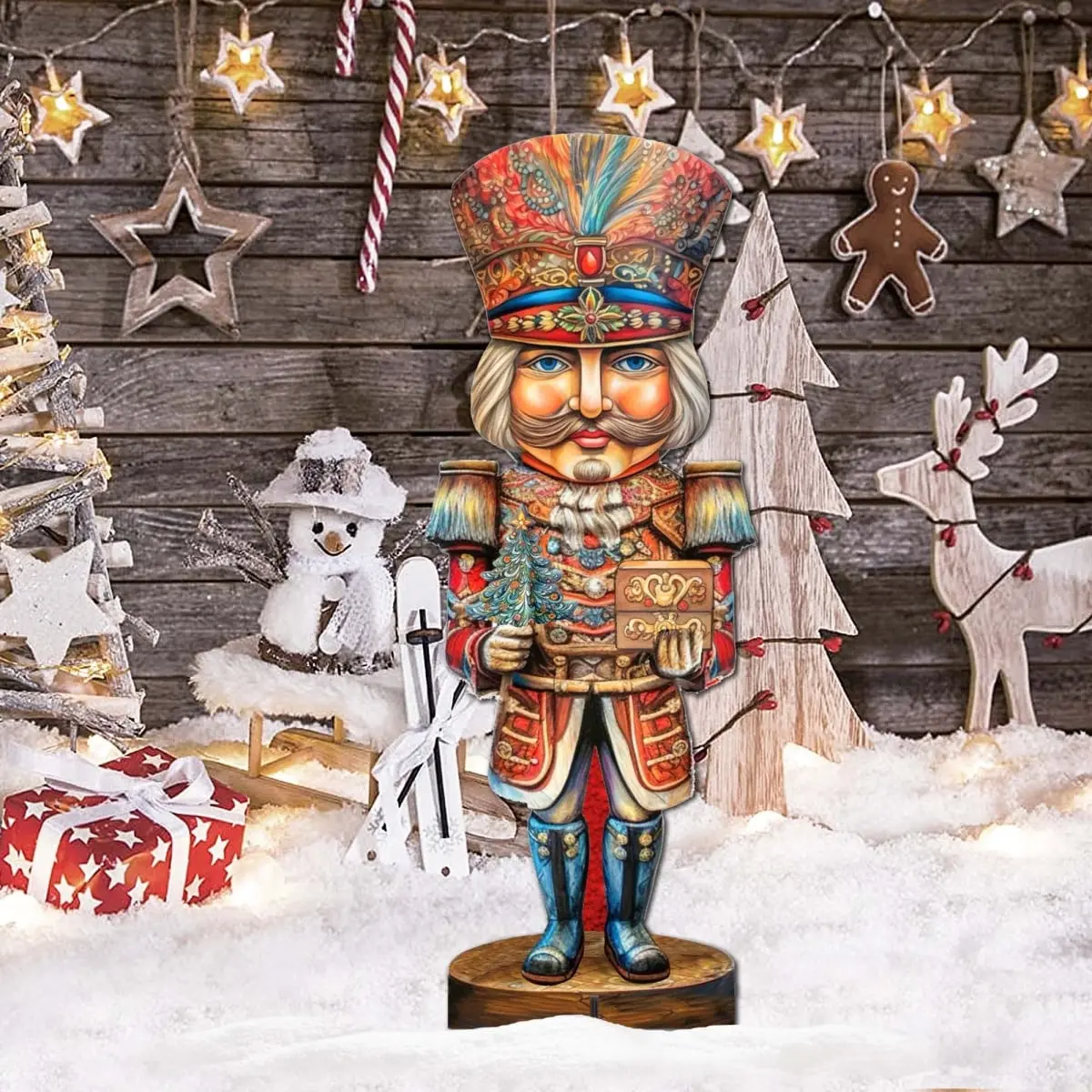 Designocracy 8611060F 32 x 12 in. Nutcracker with a Heartwarming Surprise Outdoor Christmas Decor