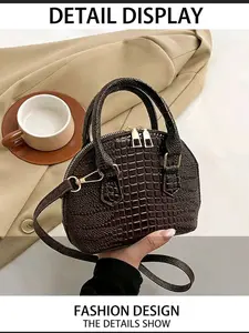 New Fashion Alligator Leather Bag, Single Shoulder Crossbody Bag, Unique Vintage Design, Stylish Handbag for Women