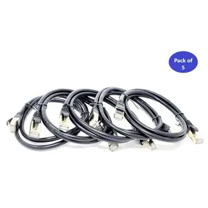 Micro Connectors  3 ft. CAT 8 SFTP Double Shielded RJ45 Snagless Ethernet Cable, Black - Pack of 5