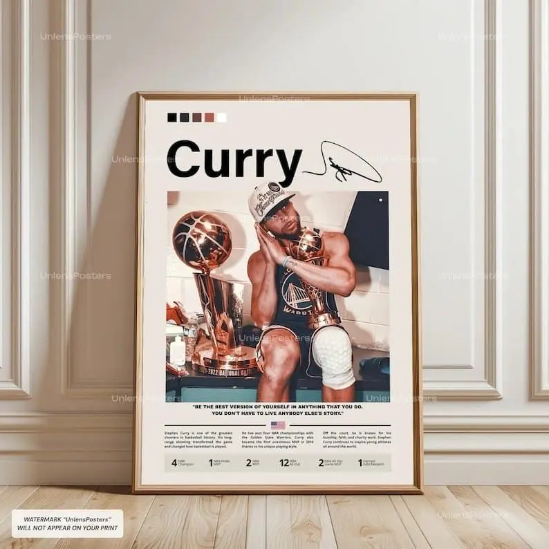 Stephen Curry Poster, Curry Golden State Warriors, NBA Basketball Print, Basketball Shooter Decor, Sports Artwork, Curry Warriors NBA