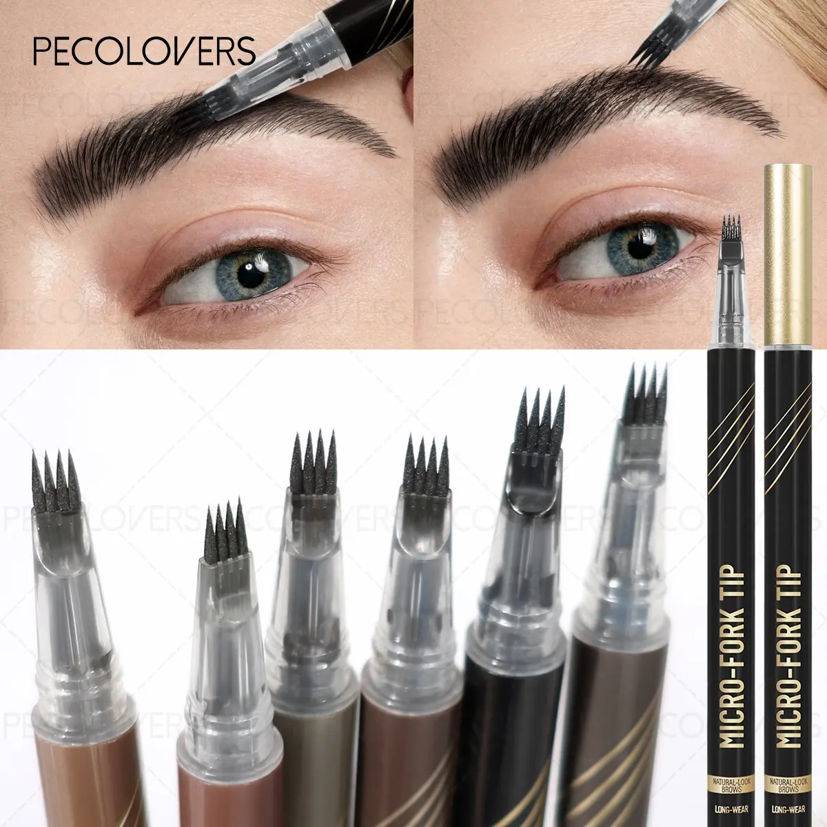 Ultra-Fine 4-Branch Eyebrow Pencil, Waterproof & Sweatproof, Natural 3D Wild Brow Look, Realistic Definition, Smudge-Free, Black Set, Eyebrow Products - Perfect Christmas or Birthday Gift