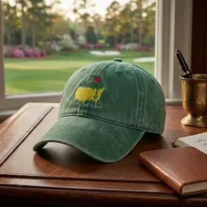 Masters Tournament Green Embroidered Washed Out Dad Hat, Augusta National Golf Club Inspired Cap, Adjustable Size, Gift for Dad