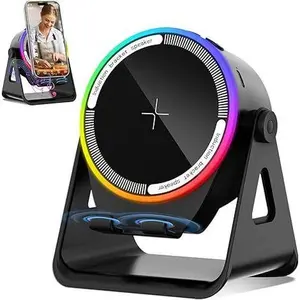 3-in-1 RGB Bluetooth Speaker with Phone Stand, Touch Sensor LED Ambient Light, Wireless Desk Speaker Holder, 360 °   Surround Sound for iPhone Android, Gaming & Gifts