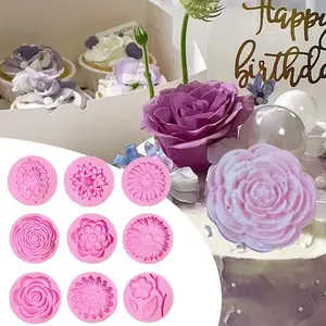 9 Pcs Flowers Fondant Molds Silicone Molds for Cupcake Dessert Chocolate Jelly Cookie Decor, Jewelry, Pastry, Chocolate,Handmade Soap Mould Candy Making
