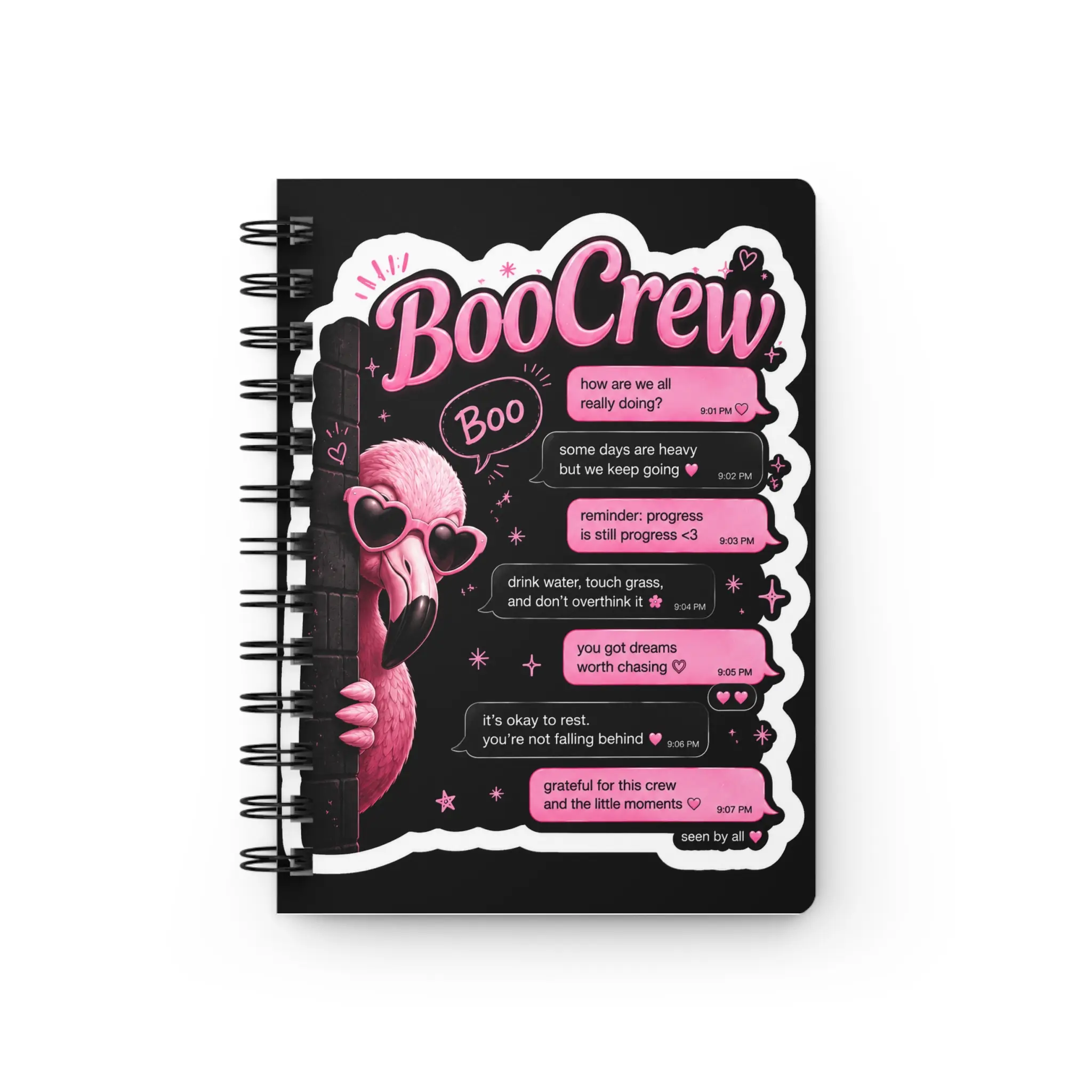 BooCrew Text Bubble Spiral Bound Journal | Pink Halloween Notebook