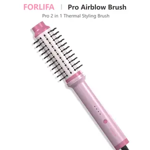 FORLIFA-Pro Airblow Brush:2‑in‑1 Thermal Styling Brush, AirBlow Tech with Cooling Air, 1.2billion Negative Ions,Triple Hair Protect,  Automatic Shut-Off, Anti-Tangle, Straightening Comb Straightening Bristle,Summervibes