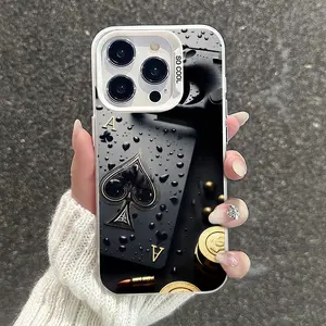 A mobile phone case featuring a heart and gold coin pattern, anti-slip and shockproof, suitable for iPhone 17 AIR 17/16/15/14/13/12/11/8/7 PRO PRO MAX X XS XR PLUS, is an ideal gift for friends and family, CYK601