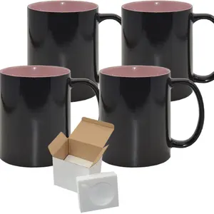Sublimation Color Changing Mug Set - 4 Pack (15oz) | Pink Interior | Individually Packaged | Foam Support Boxes