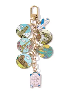 Classic Cartoon Style World Landmark Building Luggage Tag Keychain, Alloy Pendant Travel Souvenir Gift for Friends and Family, Fashionable Alloy Keychain