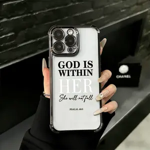 Arc Pulse Grade Shockproof Christian Phone Case UV Printed Psalm 46:5 God Is Within Her iPhone 17 Pro Max Case Cellphone Protective Protection Smartphone Protector Cover phone cases iphone 17 phone case