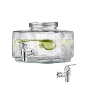 VEVOR Beverage Dispenser, 0.8 Gallon Drink Dispensers for Parties, Glass Juice Dispenser with No-Drip Spigot and Lid, Iced Tea Lemonade Juice Water Dispensers for Restaurants, Hotels, Parties