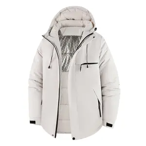 Men's Autumn and Winter Thickened Cotton Windproof Waterproof Hooded Jacket — Simple Solid Color, Skin-Friendly Comfort, Graphene Heat Storage Warmth, Suitable for Outdoor Mountain Climbing and Hiking