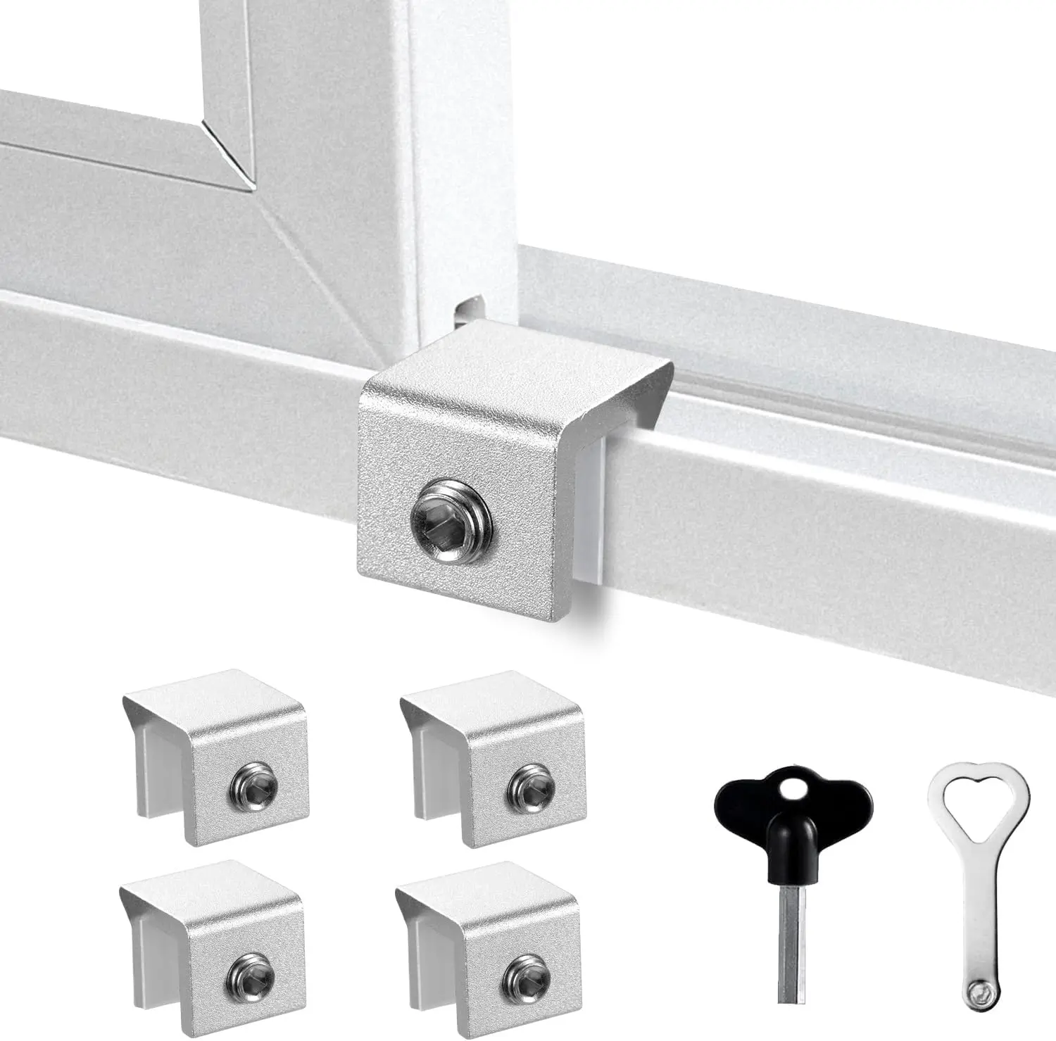 Window Locks,4 Sets,Alu Alloy Material Window Lock for Vertical&Horizontal Sliding Windows and Doors,Adjustable  Window Stop,for  Home Safety,Bedroom,Office&Balcony( Small)